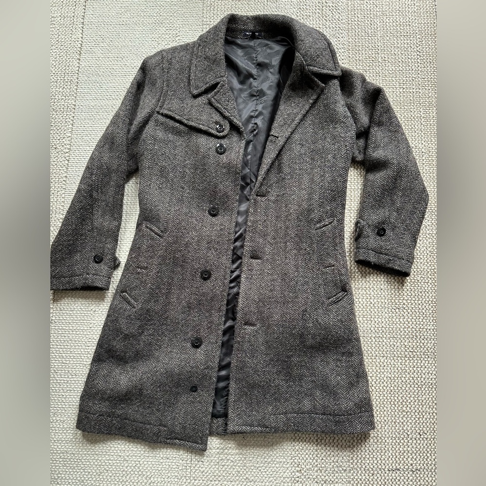 LL Bean Gray Alpaca Wool Blend Over Coat Men’s Medium